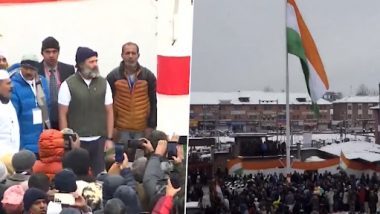 Bharat Jodo Yatra ची सांगता Srinagar मधील कॉंग्रेस कार्यालयावर तिरंगा फडकवत; Priyanka Gandhi Vadra,Mallikarjun Kharge यांची उपस्थिती (Watch Video)